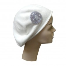 Ladies Beret Hat With Beaded Lavender Accent Fashionable Comfy Cotton Beanie  eb-53784557